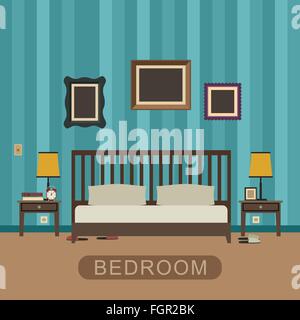 Camera da letto con mobili. Illustrazione Vettoriale