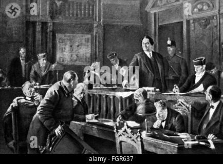 giustizia, cause, processo di incendio Reichstag, 'Dimitrov accusing', dopo la pittura di Vladimir Bulankin (1921 - 1974), 1951, diritti aggiuntivi-clearences-non disponibile Foto Stock