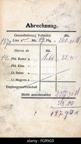 Food, Milk, Milk Delivery Card, cooperativa casearia Bernbeuren II, maggio 1925, diritti aggiuntivi-clearences-non disponibile Foto Stock