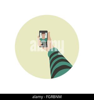 Icona Selfie con telefono. Illustrazione Vettoriale