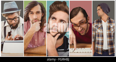 Immagine composita di fiduciosa hipster guardando lontano mentre in piedi Foto Stock