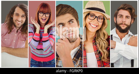 Immagine composita di fiduciosa hipster rivolto lateralmente con le braccia incrociate Foto Stock