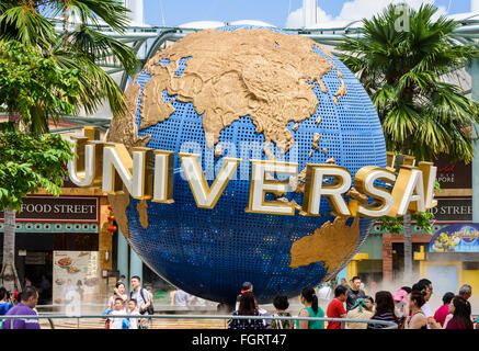 Universal Studios marchio Globo mondo degli Universal Studios di Singapore, l'Isola di Sentosa, Singapore Foto Stock