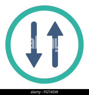 Frecce di scambio piatto verticale di cobalto e colori ciano arrotondati icona raster Foto Stock