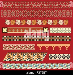 Confine medievale ornamenti Illustrazione Vettoriale