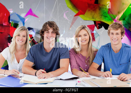 Immagine composita di quattro studenti guardando la telecamera Foto Stock