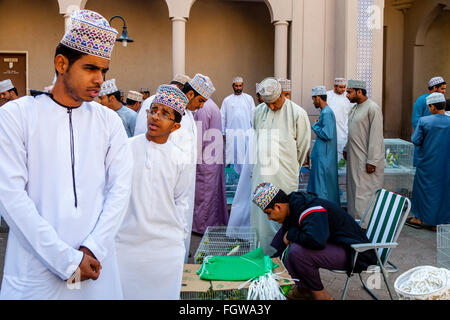 Il venerdì il Mercato degli Uccelli, Nizwa, Ad Dakhiliyah Regione, Oman Foto Stock