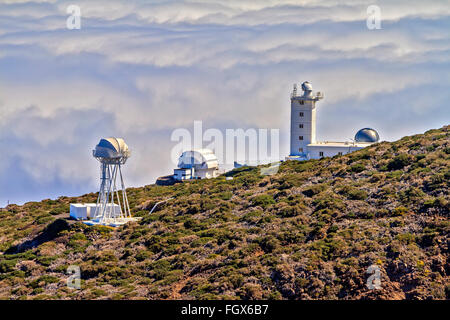 La linea di telescopi La Palma Spagna Foto Stock