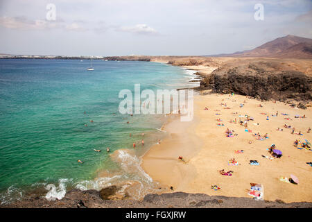 Spiaggia di Punta del Papagayo, Lanzarote, Isole canarie, Spagna, Europa Foto Stock