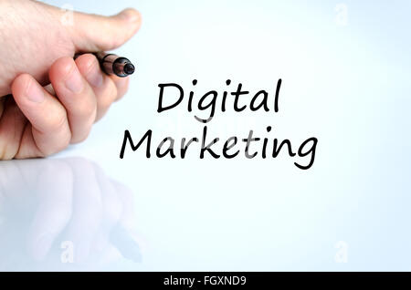 Business man mano che scrive il marketing digitale Foto Stock