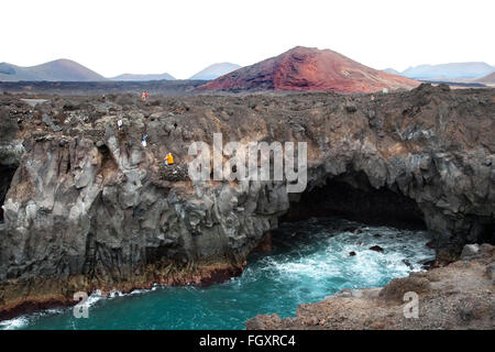 Los Hervideros, El Golfo area, Lanzarote, Isole canarie, Spagna, Europa Foto Stock