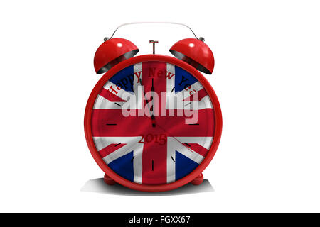 Immagine composita di felice anno nuovo in sveglia rossa Foto Stock