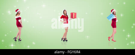 Immagine composita di festosa brunette holding borse per lo shopping Foto Stock