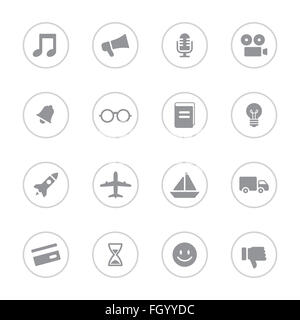 [JPEG] Gray semplice piatto icon set 5 con il telaio a cerchio per il web design, UI ed infografico e mobile application (applicazioni). Foto Stock