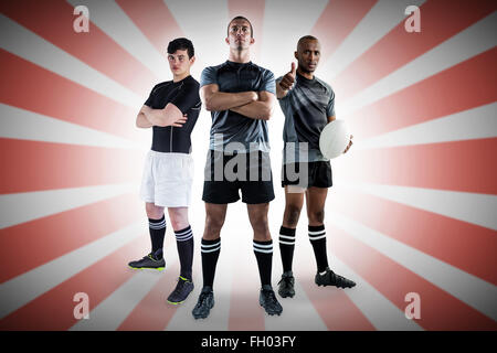 Immagine composita di agguerriti giocatori di rugby Foto Stock