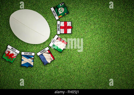 Immagine composita di close-up di pallone da rugby Foto Stock