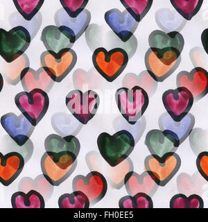 Cuore d'arte il giorno di San Valentino senza giunture di ornamento acquerelli astratti fatti a mano Foto Stock