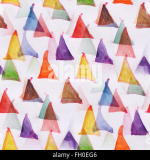 Arte multi colorato mosaico triangolo ornamento seamless acquerelli astratti fatti a mano Foto Stock