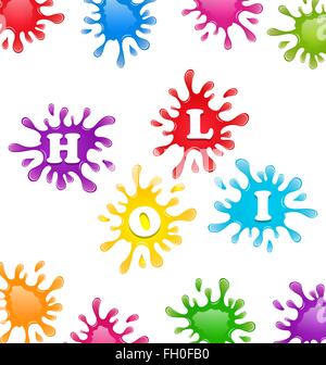 Indian Holi festival celebrazioni con bellissimi colori Splash Illustrazione Vettoriale