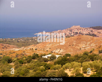 Petra, Lesbo island, a nord-ovest del mar Egeo, in Grecia, in europa Foto Stock