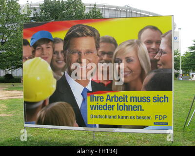 Cartellone elettorale con Guido Westerwelle, FDP Foto Stock