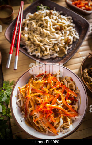 Vari dei piatti tailandesi menu Foto Stock