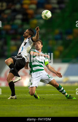 Sporting ganha por 2-0 ao Boavista e garante o primeiro lugar na portuguesa primeira liga.Lisbona, Portogallo, sulla fev 18, 2016. (Foto di Gonçalo Silva) Foto Stock