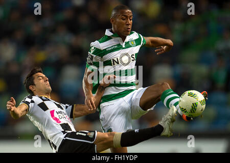 Sporting ganha por 2-0 ao Boavista e garante o primeiro lugar na portuguesa primeira liga.Lisbona, Portogallo, sulla fev 18, 2016. (Foto di Gonçalo Silva) Foto Stock