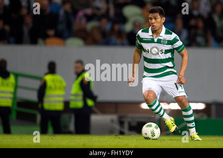 Sporting ganha por 2-0 ao Boavista e garante o primeiro lugar na portuguesa primeira liga.Lisbona, Portogallo, sulla fev 18, 2016. (Foto di Gonçalo Silva) Foto Stock