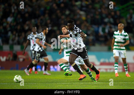 Sporting ganha por 2-0 ao Boavista e garante o primeiro lugar na portuguesa primeira liga.Lisbona, Portogallo, sulla fev 18, 2016. (Foto di Gonçalo Silva) Foto Stock