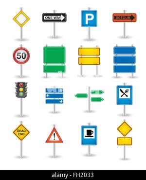 Segnaletica stradale le icone Illustrazione Vettoriale