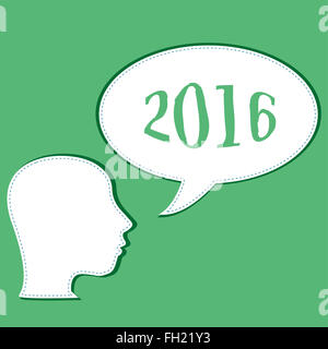 Testa di uomo icone di persone con fumetti. concetto di comunicazione Foto Stock