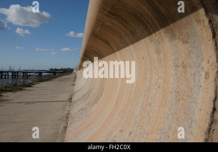 Parete di mare sulla banca del Nord Humber Estuary Foto Stock