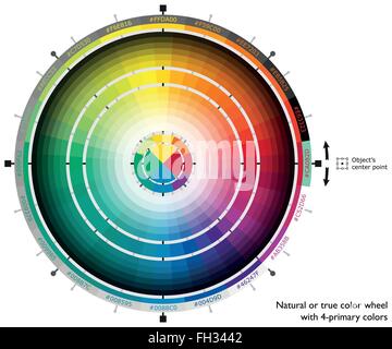 Naturale o true color ruota con quattro colori primari Illustrazione Vettoriale