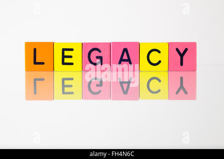 Legacy - una scritta da bambini i blocchi in legno Foto Stock