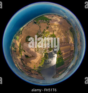 Vista aerea, isola di Poel, Kirchdorf, Mecklenburg Bay, Mar Baltico, Meclenburgo-Pomerania Occidentale, Germania, Europa, fish eye, antenna, Foto Stock