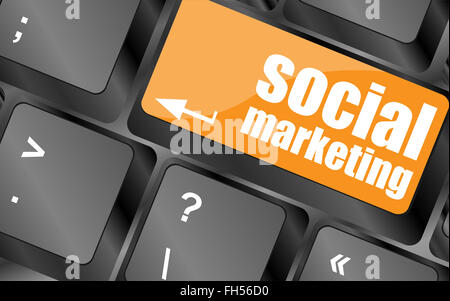 Il marketing sociale o internet marketing concetti, con messaggio sul tasto Invio della tastiera, illustrazione vettoriale Foto Stock