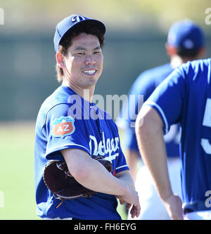 Glendale, Arizona, Stati Uniti. Il 22 febbraio, 2016. Kenta Maeda (Dodgers) MLB : Los Angeles Dodgers spring training camp di baseball in Glendale, Arizona, Stati Uniti . © AFLO/Alamy Live News Foto Stock