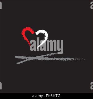 Vettore. Il cuore spezzato. Separazione, split, divorzio - cuore è rotto in metà e metà sono allontanate. Illustrazione Vettoriale