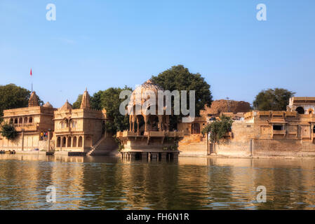 Ganga Sagar, Gadisar lake, Jaisalmer, Rajasthan; India; Asia; Foto Stock