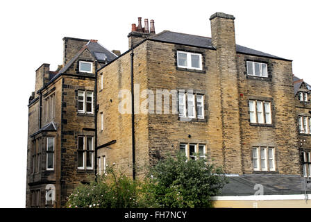 Inglese antico town house su uno sfondo bianco. Foto Stock