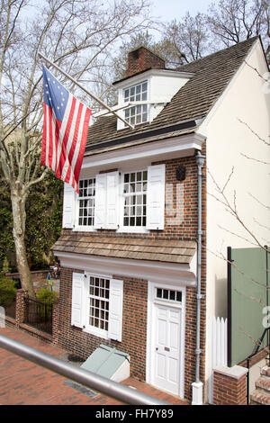 La storica Casa di Betsy Ross, il creatore dell'United States Flag. Foto Stock