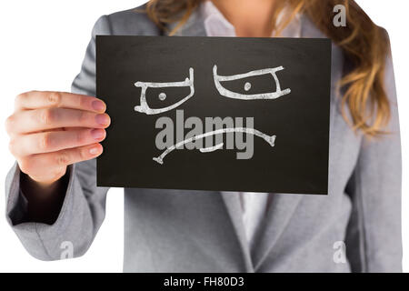 Immagine composita di imprenditrice che mostra card Foto Stock