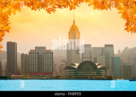 Vista panoramica della skyline di Hong Kong. Cina. Foto Stock