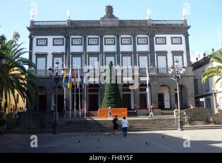 Il consiglio della città di Las Palmas è situato nella piazza di Espiritu Santo di fronte alla Santa Ana Cattedrale - Gennaio 2016 Foto Stock