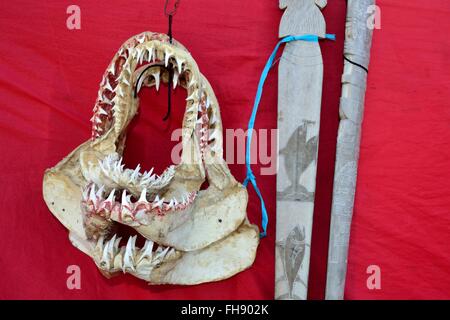 Nativo di picche - Shark jaw - Mercato di PAITA. Dipartimento di Piura .PERÙ Foto Stock