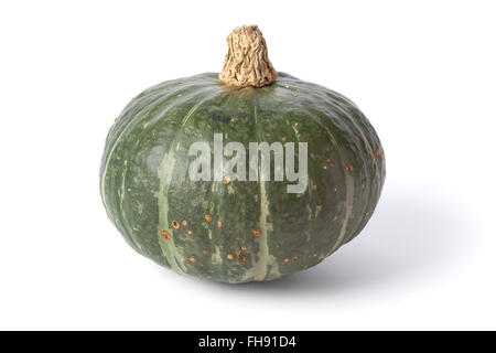 Tutta la singola fresco verde zucca isolati su sfondo bianco Foto Stock