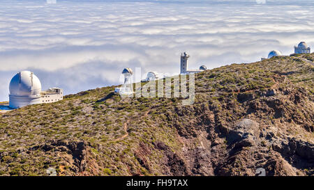 La linea di telescopi La Palma Spagna Foto Stock