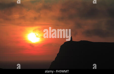 Torre Milners, PORT ERIN, Isola di Man tramonto Foto Stock