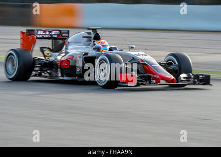 Autista Romain Grosjean. Haas team di F1. Formula Uno giorni di test sul Circuito de Catalunya. Montmelo, Spagna. Febbraio 22, 2016 Foto Stock